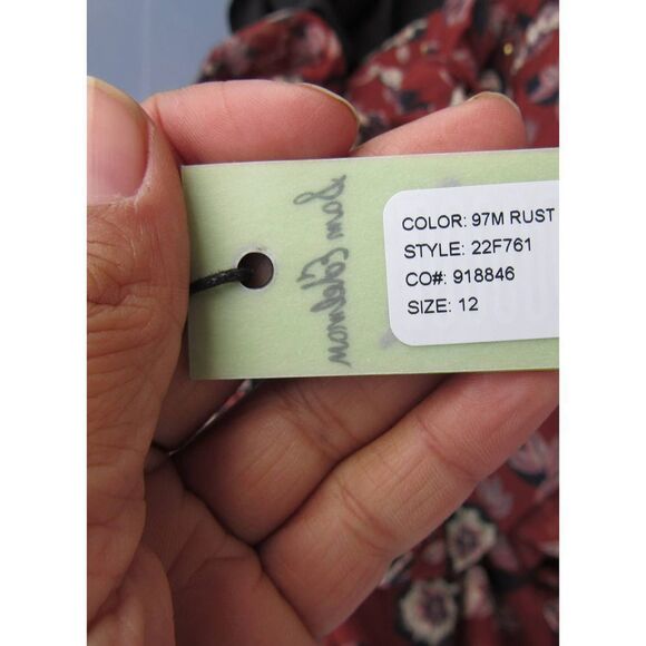 Sam Edelman Rust Fanciful Flower Midi Sleeve Maxi Dress - Picture 9 of 11